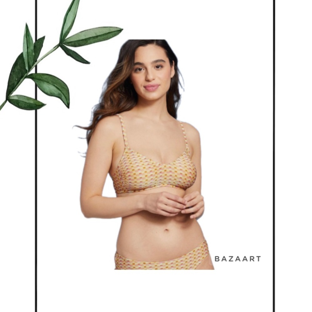 Kona Sol Lurex Shone Ribbed Bikini Bra and Bottom Set